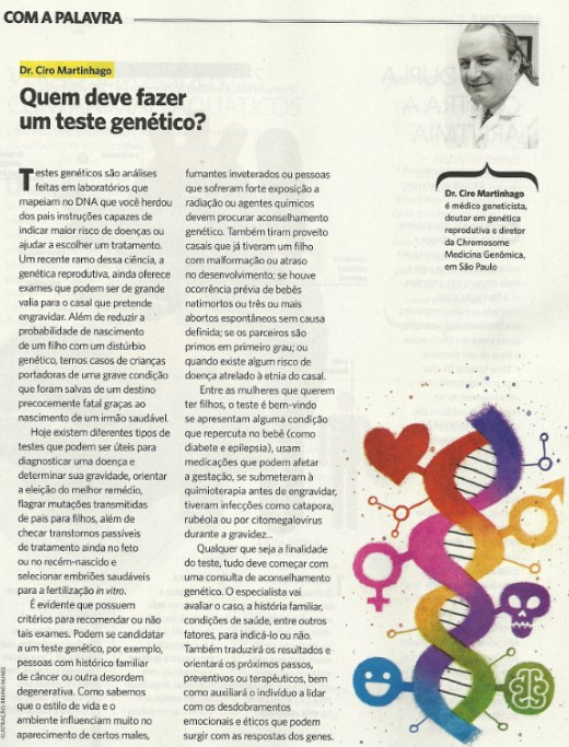 Teste Genetico - Revista Saude - Dr Ciro Martinhago